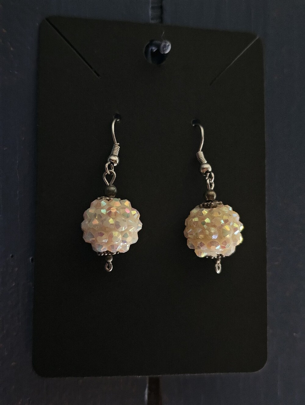 Iridescent Crystal Drop Earrings - White